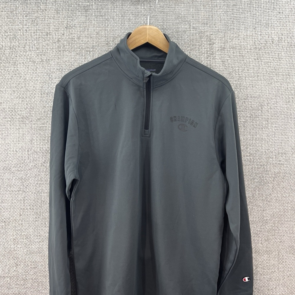 Champion Performance 1/4 Zip Fleece Men's Med Gray Logo Moisture Wicking NEW! - Picture 2 of 14